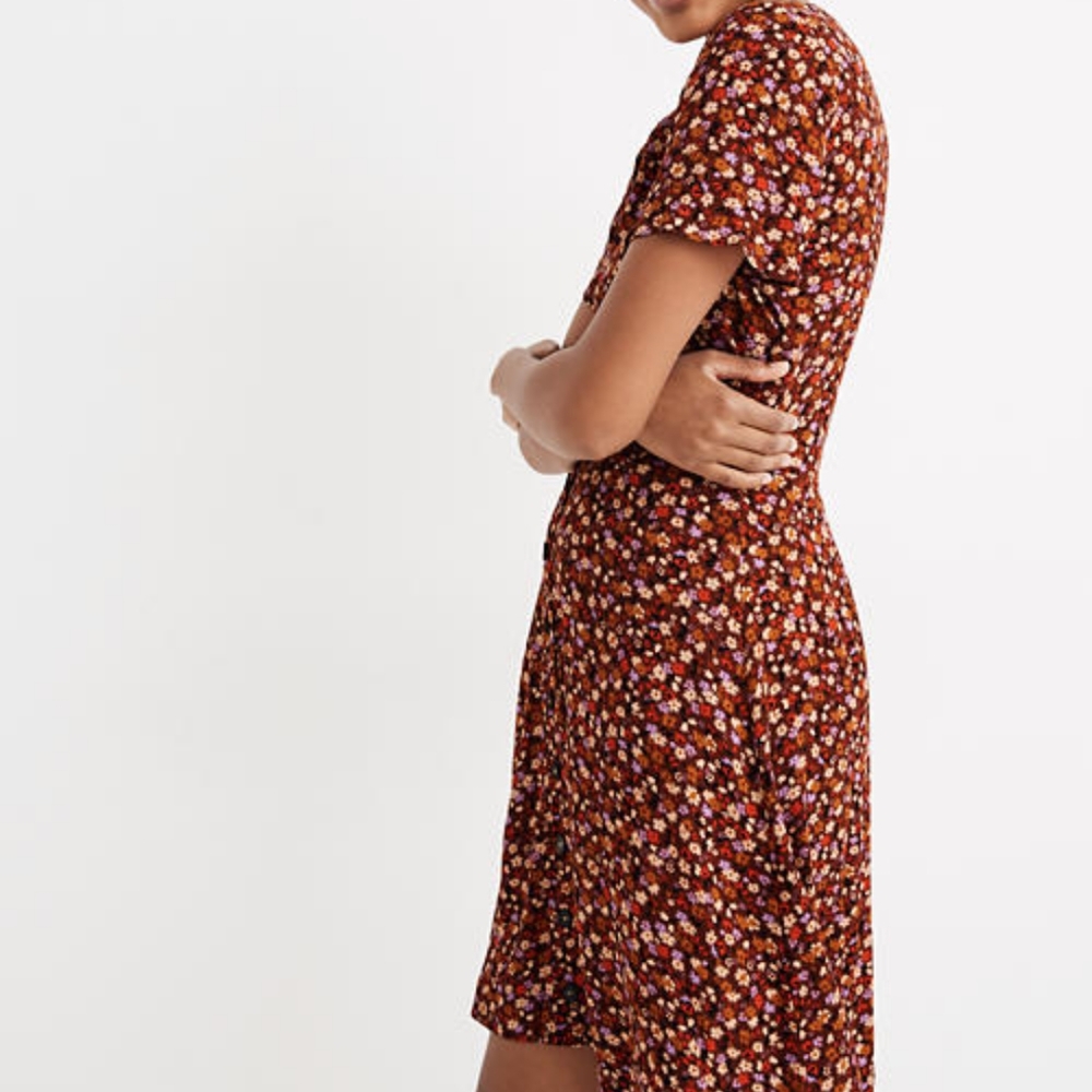 MADEWELL Button Front Mini Dress In Spring Prairie - Picture 3 of 10